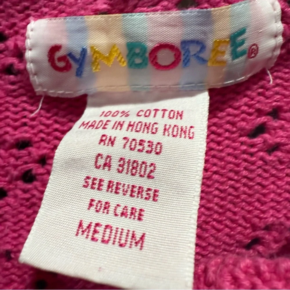 Gymboree Vibrant Pink Cotton Knit Button Up Sweater Size M Y2K